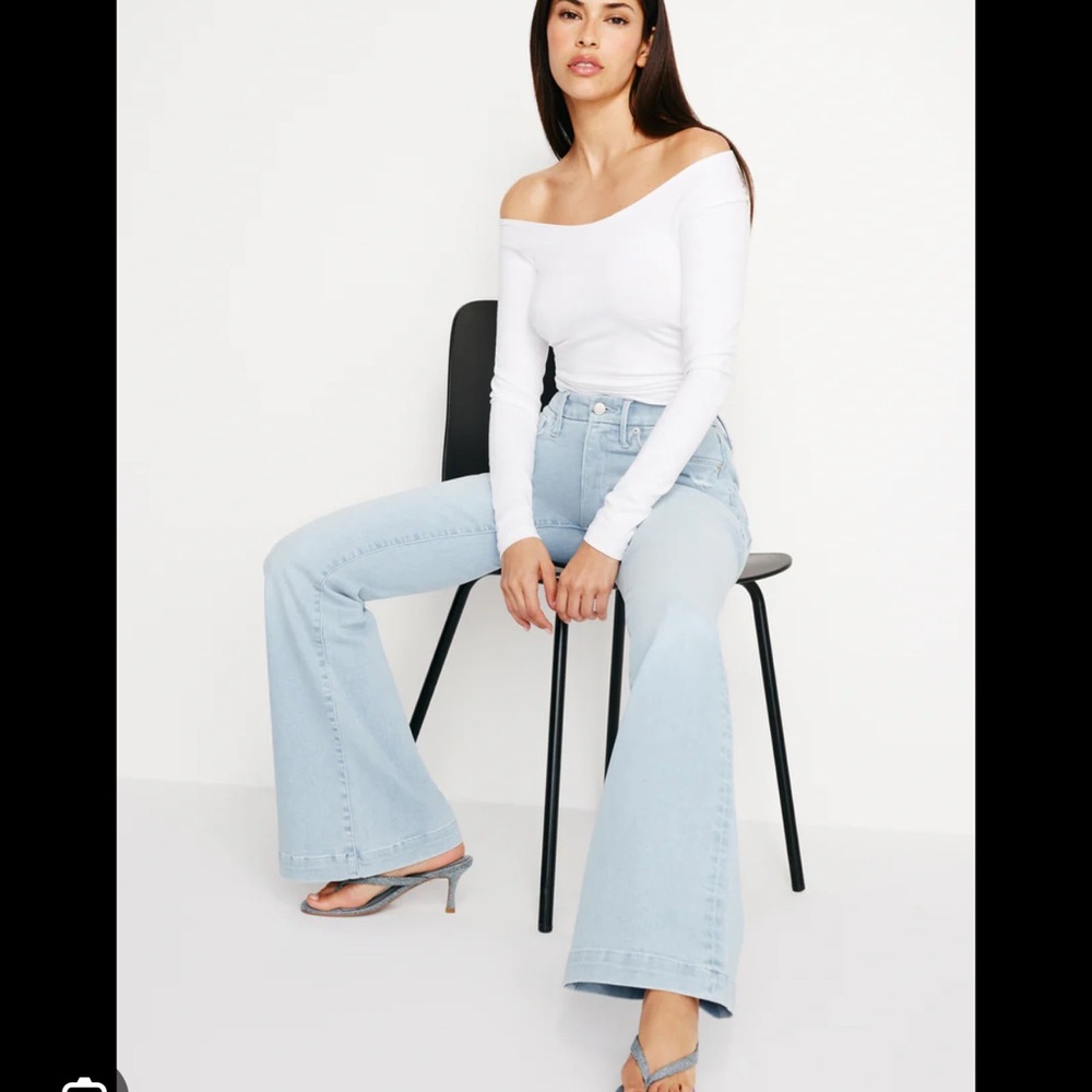 Brand New Tags. Good American - Always Fits Good Legs Flare Light Wash Jeans